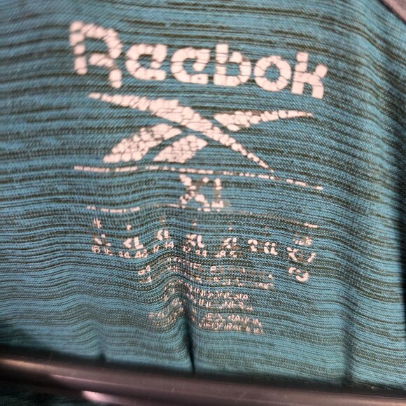 Mens Reebok Heathered Teal Active T Shirt Short Sleeve Polyester Stretch Size XL - Picture 2 of 8